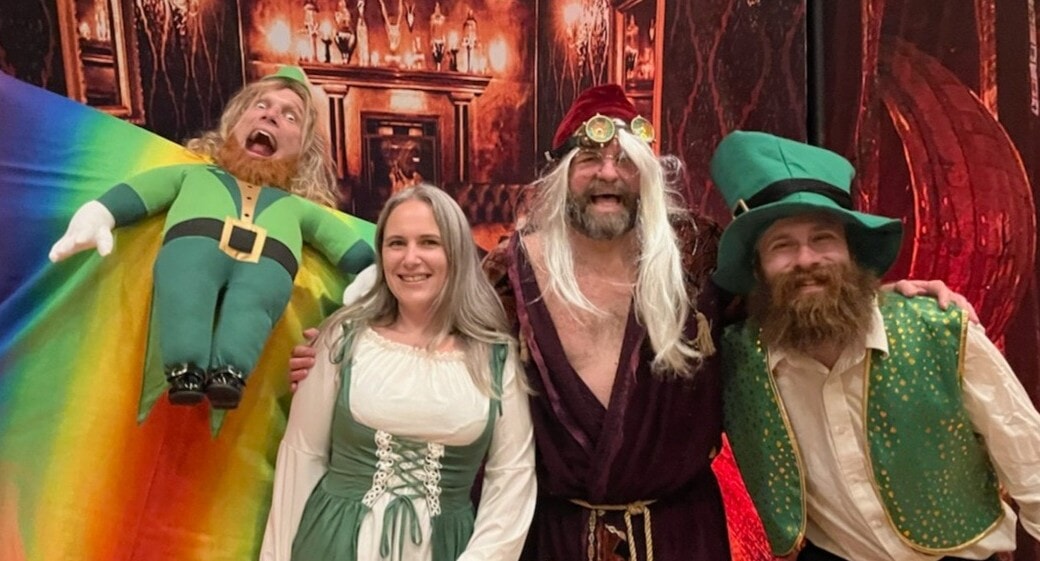Actors performing an Irish-themed murder mystery in Berwick, PA.